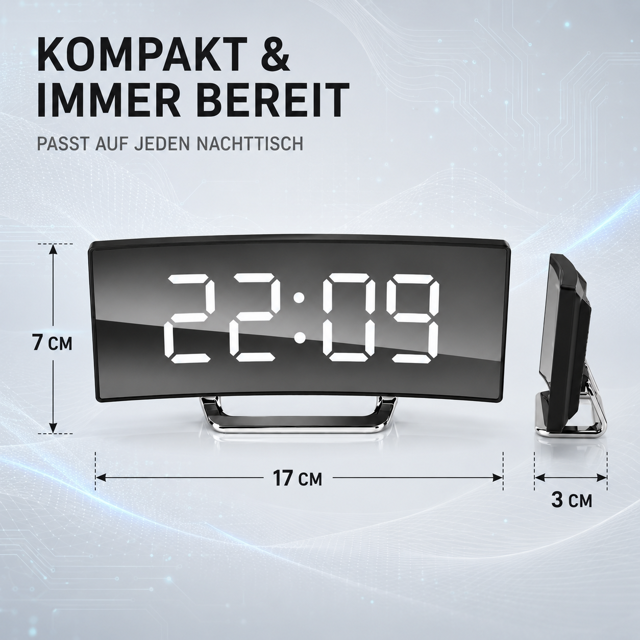 Digitaler Wecker mit Umgebungslichtsensor & gebogenem Display – Bild 5