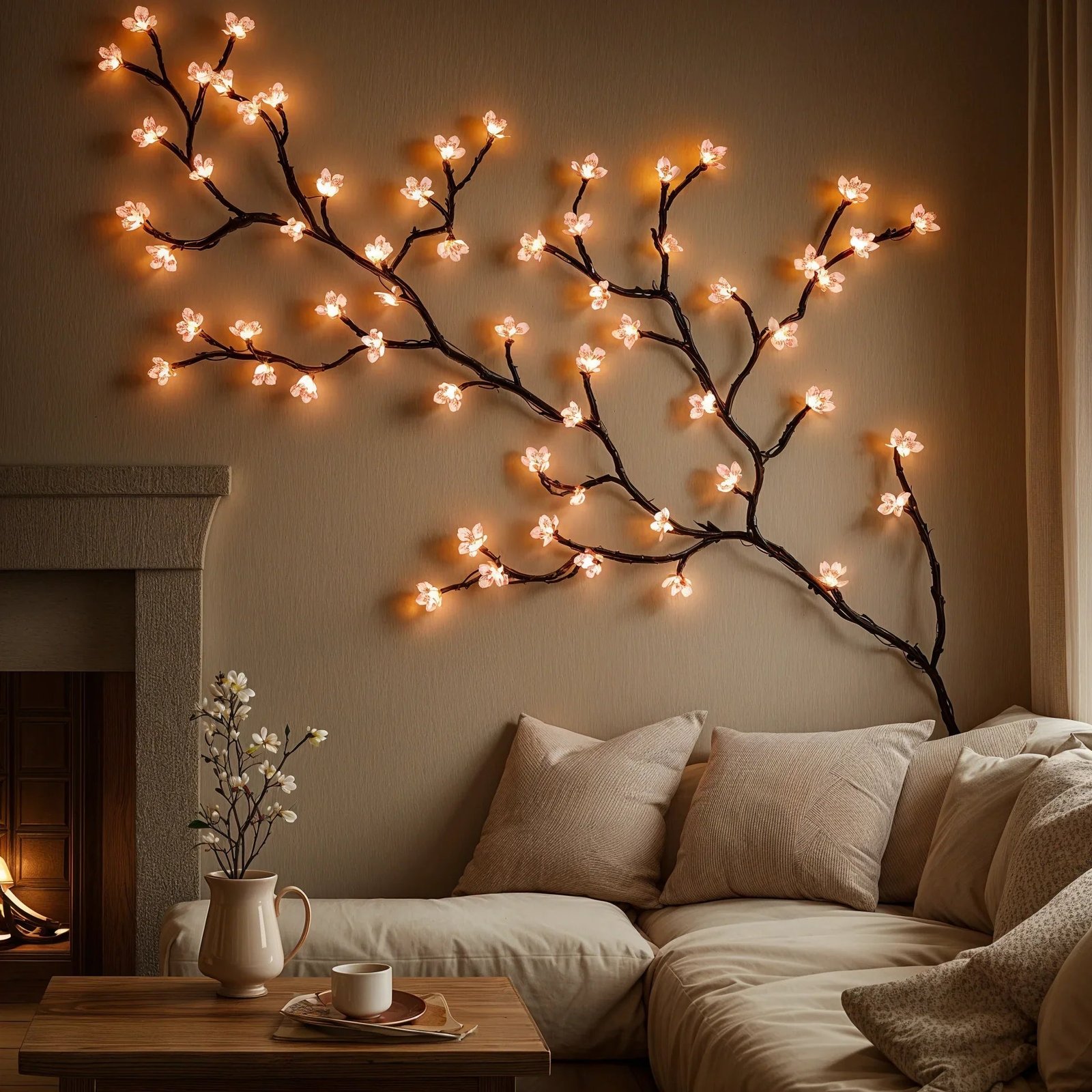 LED-Lichterkette Kirschblüten Rosa 1,6m USB für Innenräume