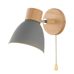 Wandlampe Holz-Metall Nordisches Design E27 Zugschalter