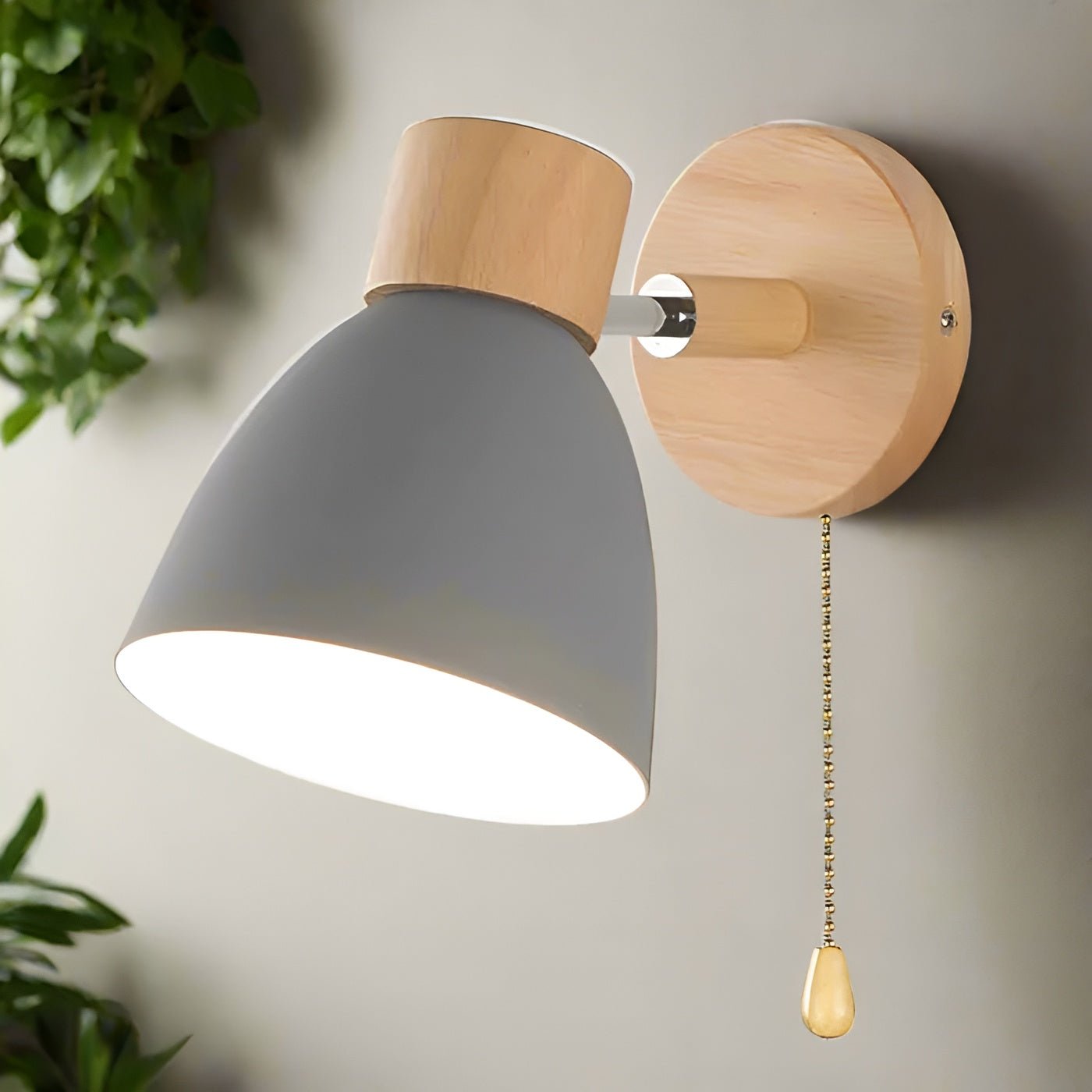 Wandlampe Holz-Metall Nordisches Design E27 Zugschalter – Bild 7