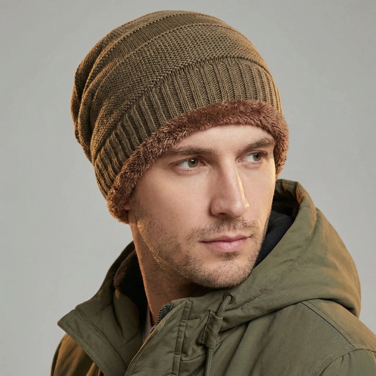 Strickmütze Unisex weich gefüttert Slouchy-Stil Winter – Bild 6
