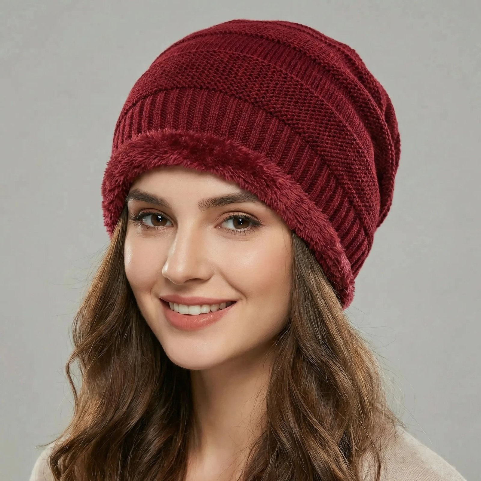 Strickmütze Unisex weich gefüttert Slouchy-Stil Winter – Bild 7