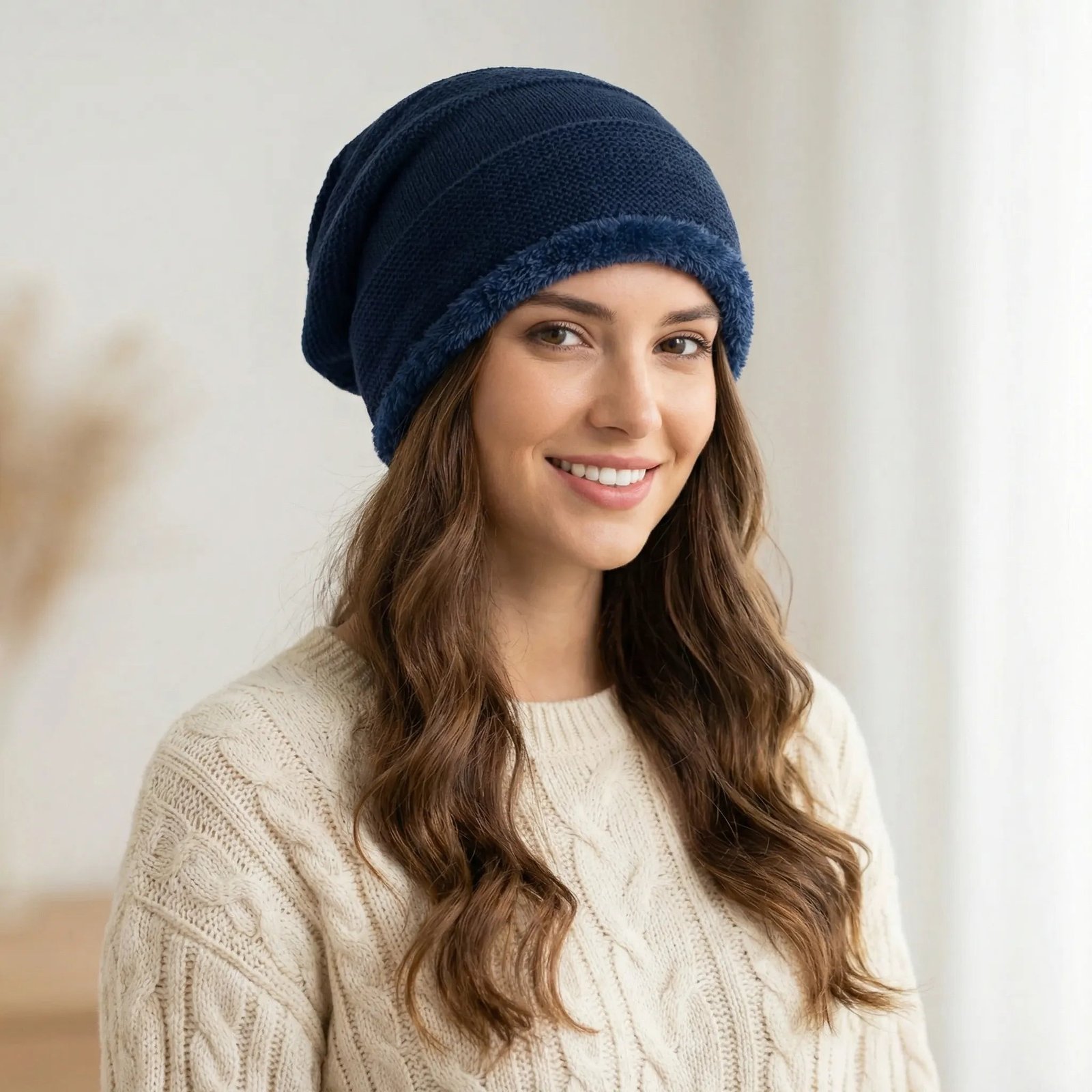 Strickmütze Unisex weich gefüttert Slouchy-Stil Winter – Bild 8