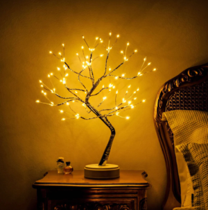Nachttischlampe Gold 108 LEDs USB-Akku Warmweiß Licht