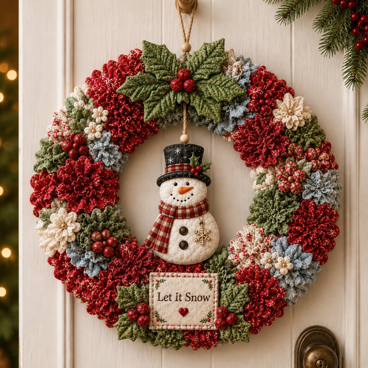 Weihnachtskranz Bastelset ohne Nähen 3D Stoffdesign – Bild 2
