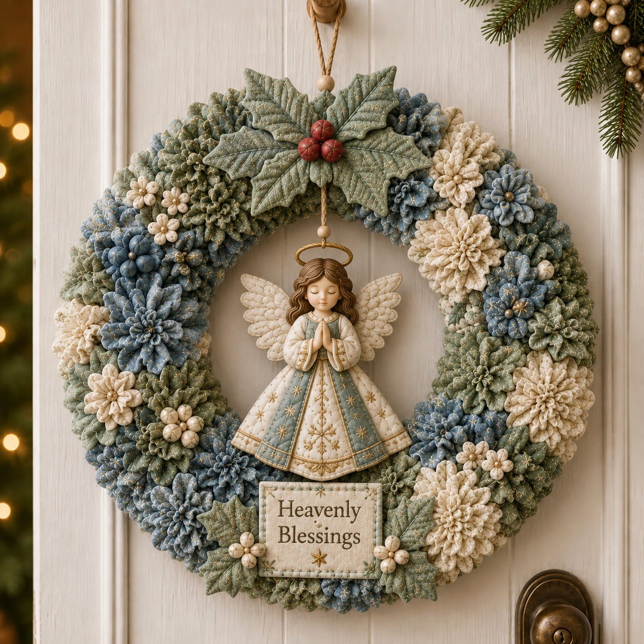 Weihnachtskranz Bastelset ohne Nähen 3D Stoffdesign – Bild 4