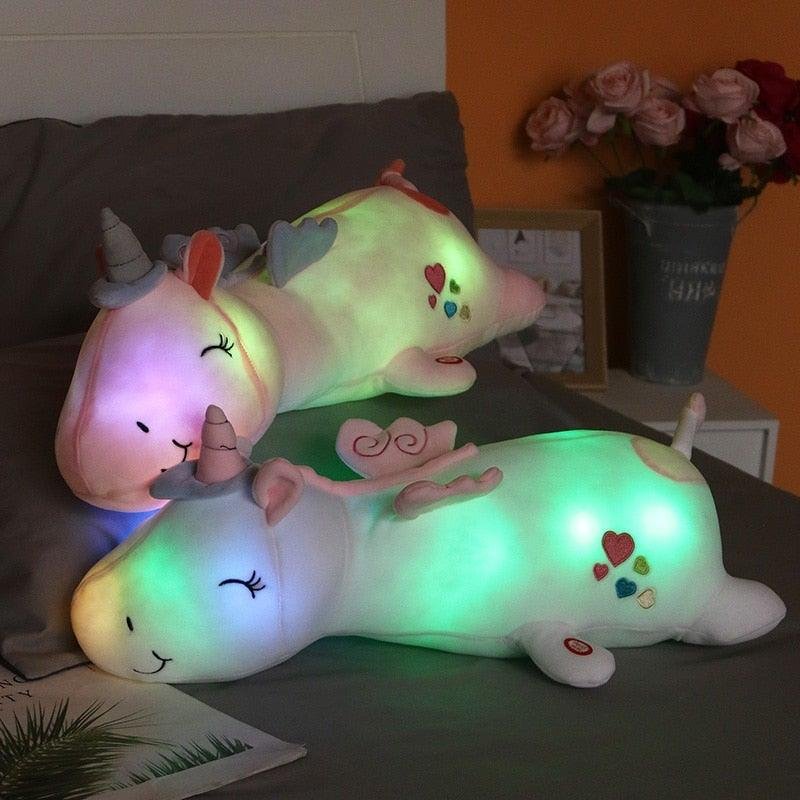 Plüsch-Einhorn LED 60cm Samtfüllung Nachtlicht Kinder – Bild 4