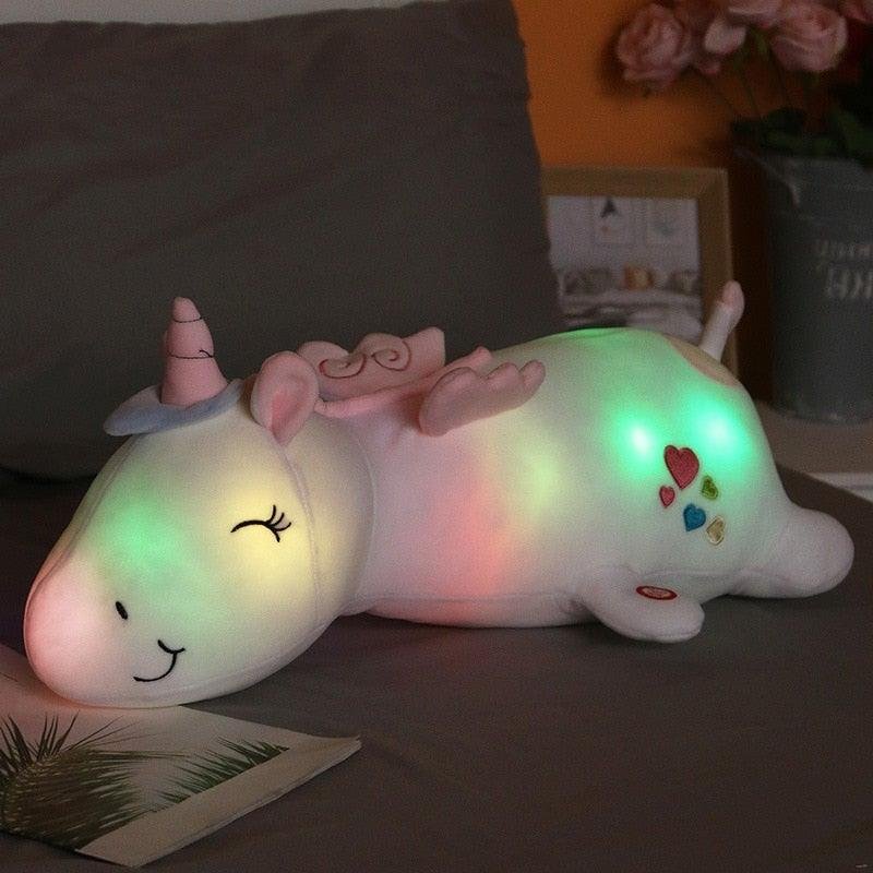 Plüsch-Einhorn LED 60cm Samtfüllung Nachtlicht Kinder – Bild 3