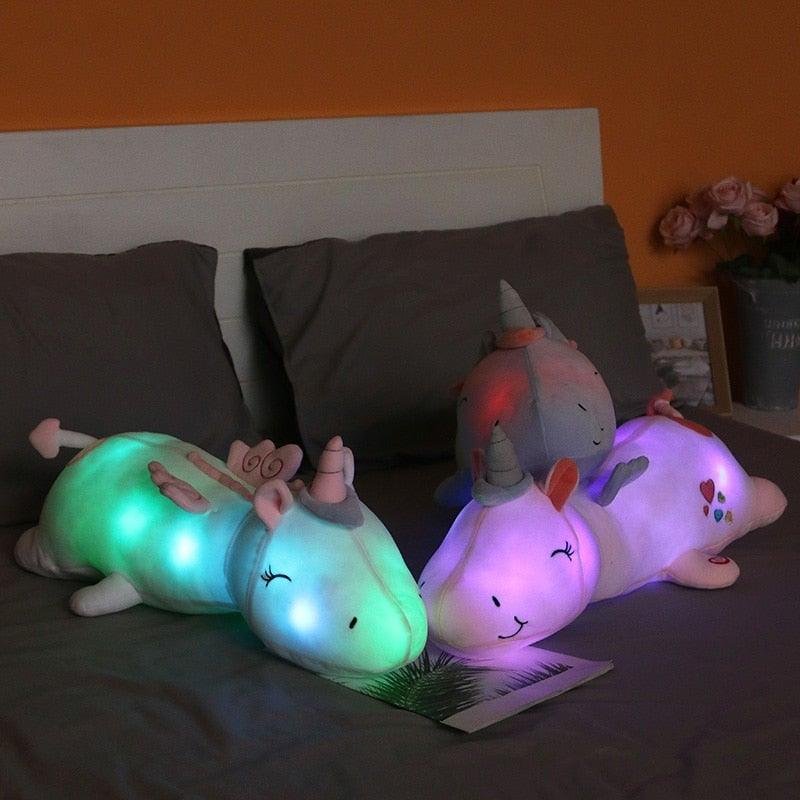 Plüsch-Einhorn LED 60cm Samtfüllung Nachtlicht Kinder – Bild 5