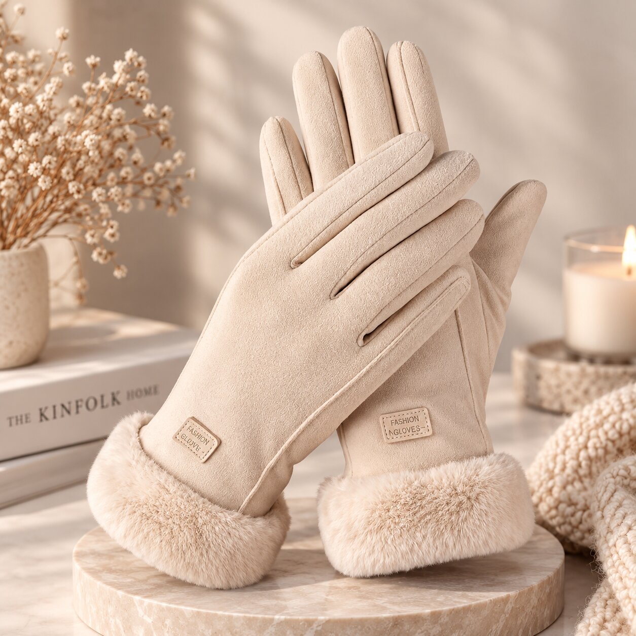 Lammfell Handschuhe Damen Touchscreen Rutschfest – Bild 8