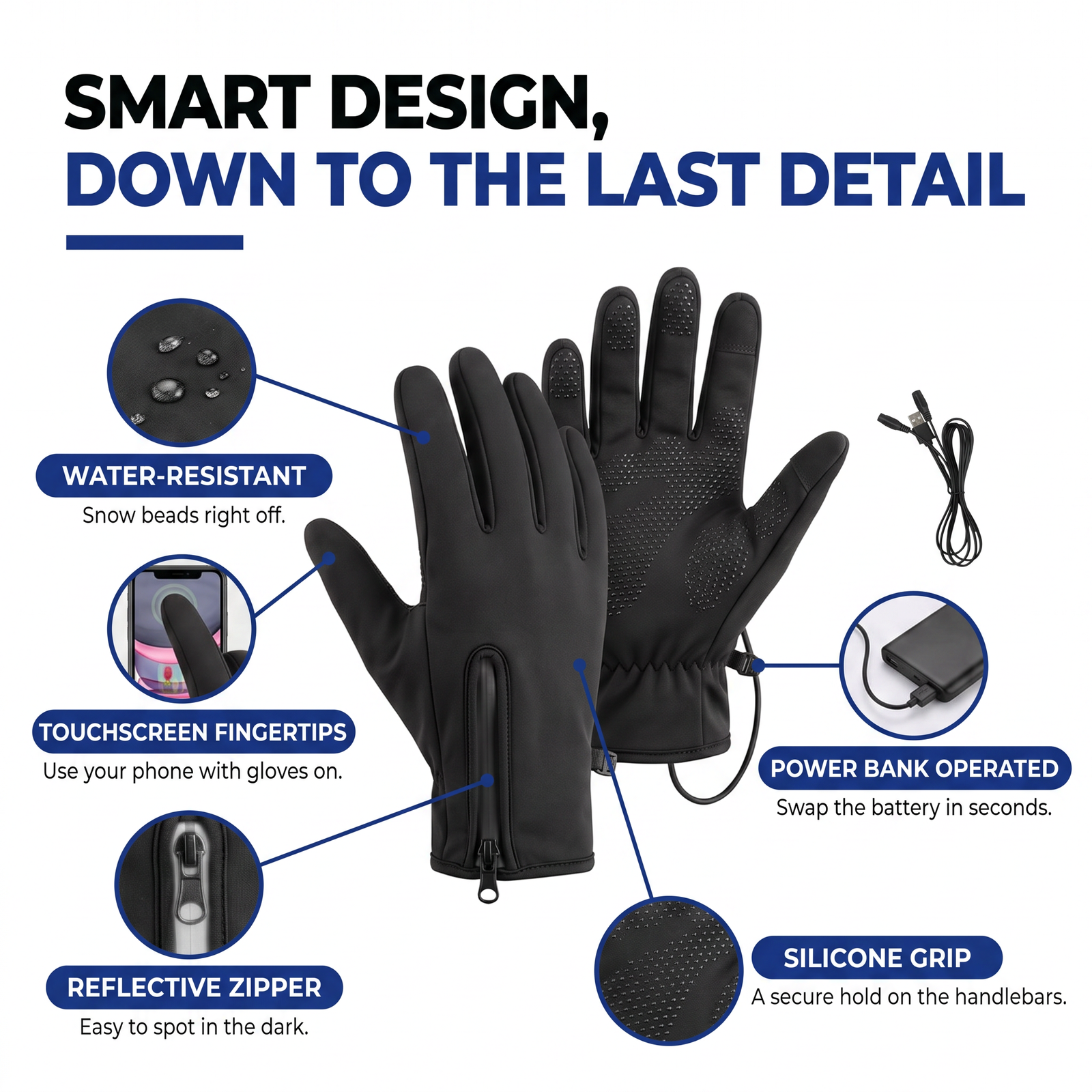 Beheizte Handschuhe Outdoor Touchscreen-fähig USB Powerbank – Bild 3