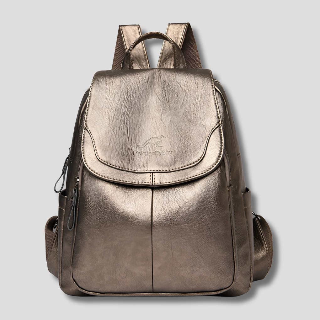 Rucksack Damen Echtes Leder Diebstahlschutz Organisiert – Bild 4
