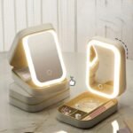 Kosmetikkoffer mit LED-Spiegel 3 Lichtmodi USB-aufladbar