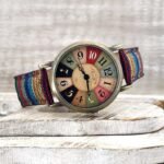 Damen Uhr mit geflochtenem PU-Lederarmband nickelfrei