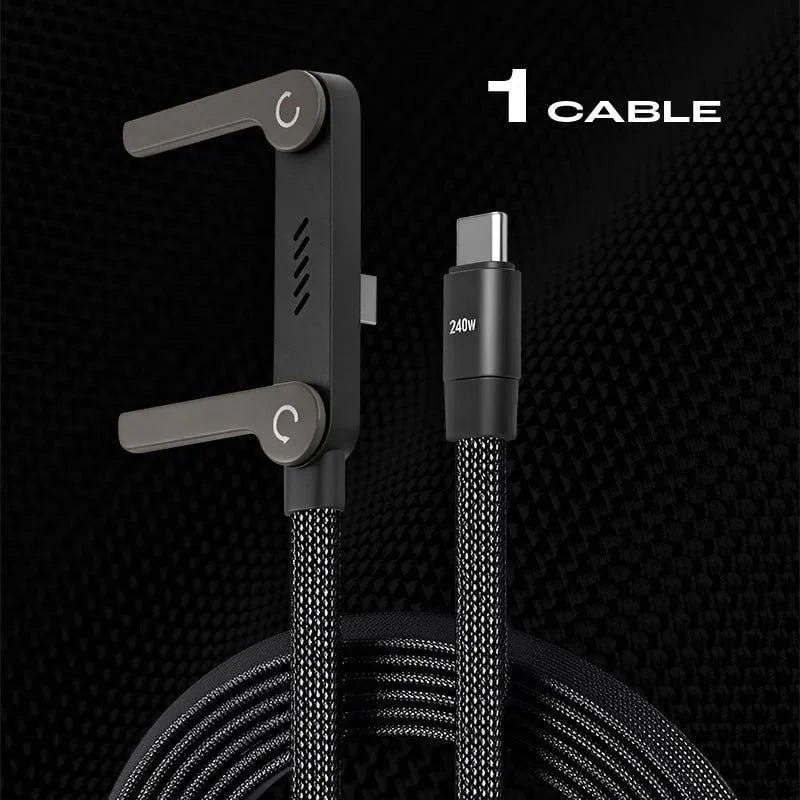 Câble USB-C 240W | Support Téléphone 90° | Nylon Tressé 1,5m – Bild 6