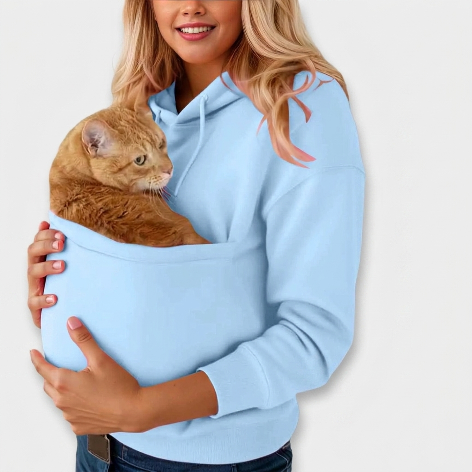 Katzen Hoodie Unisex mit geräumiger Haustiertasche Herbst Winter – Bild 8