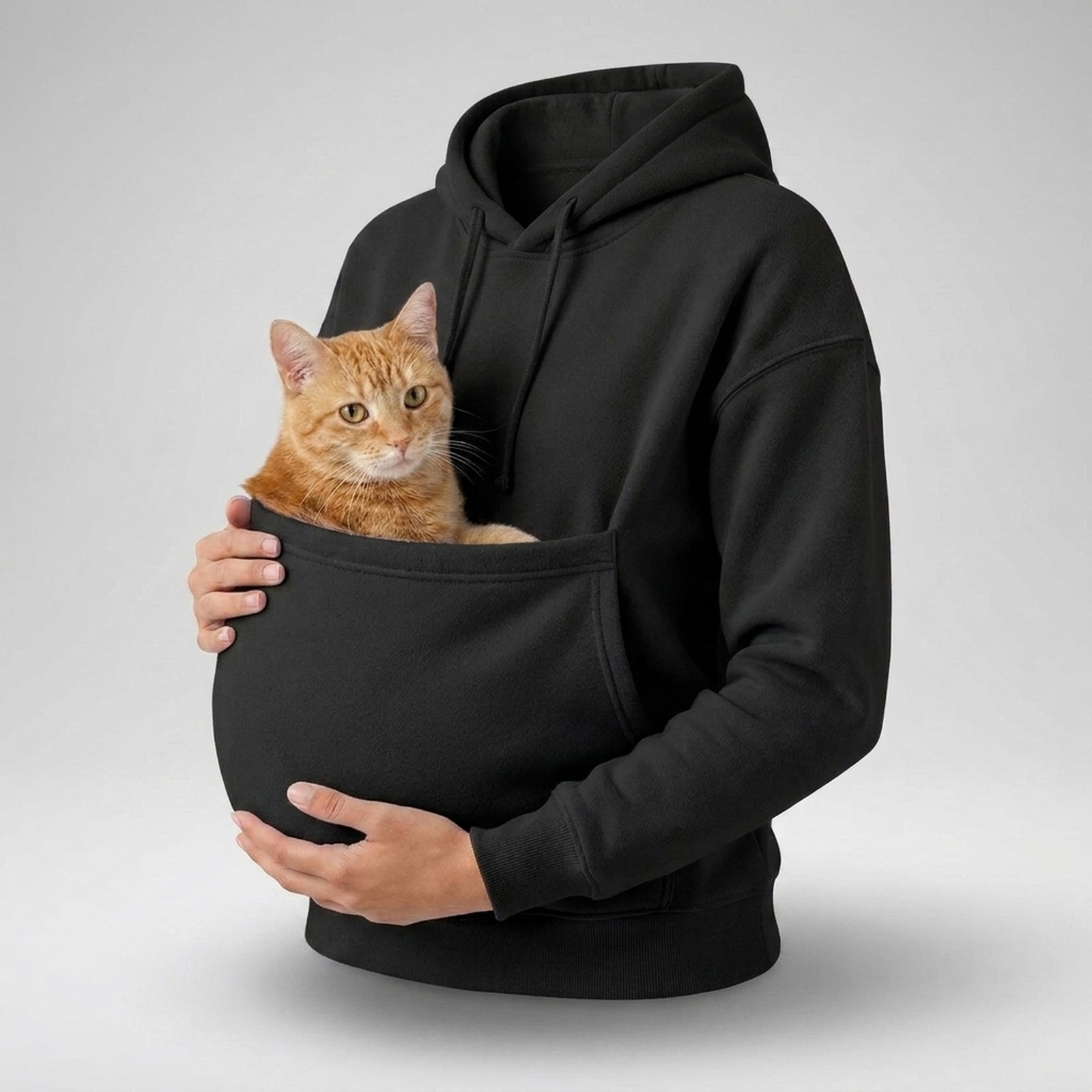 Katzen Hoodie Unisex mit geräumiger Haustiertasche Herbst Winter – Bild 4