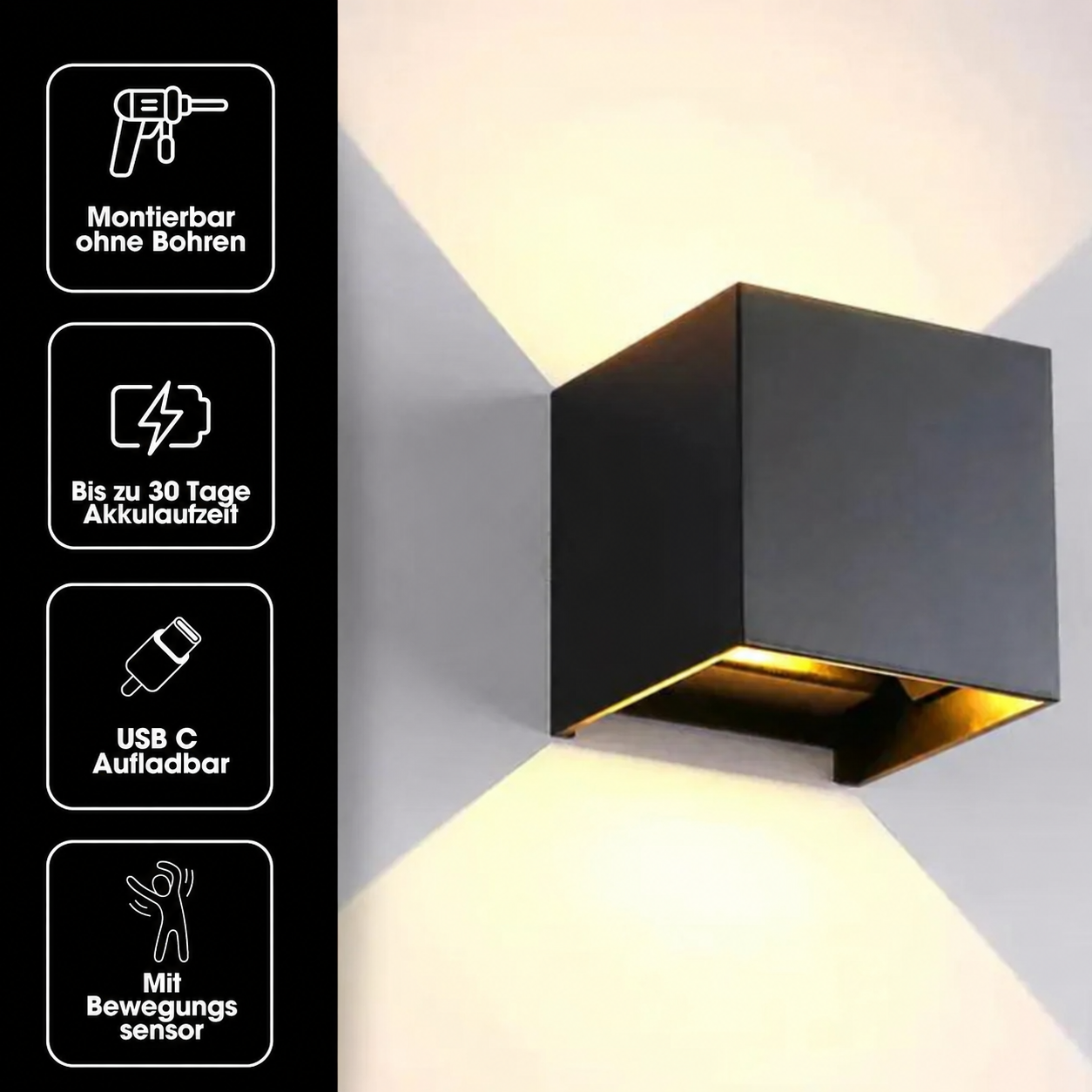 LED Wandleuchte mit Bewegungssensor & Akku ohne Bohren – Bild 18