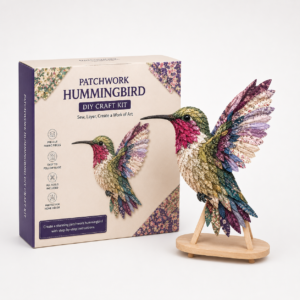 Bastelset Kolibri 3D Patchwork Stoffvogel mit Ständer