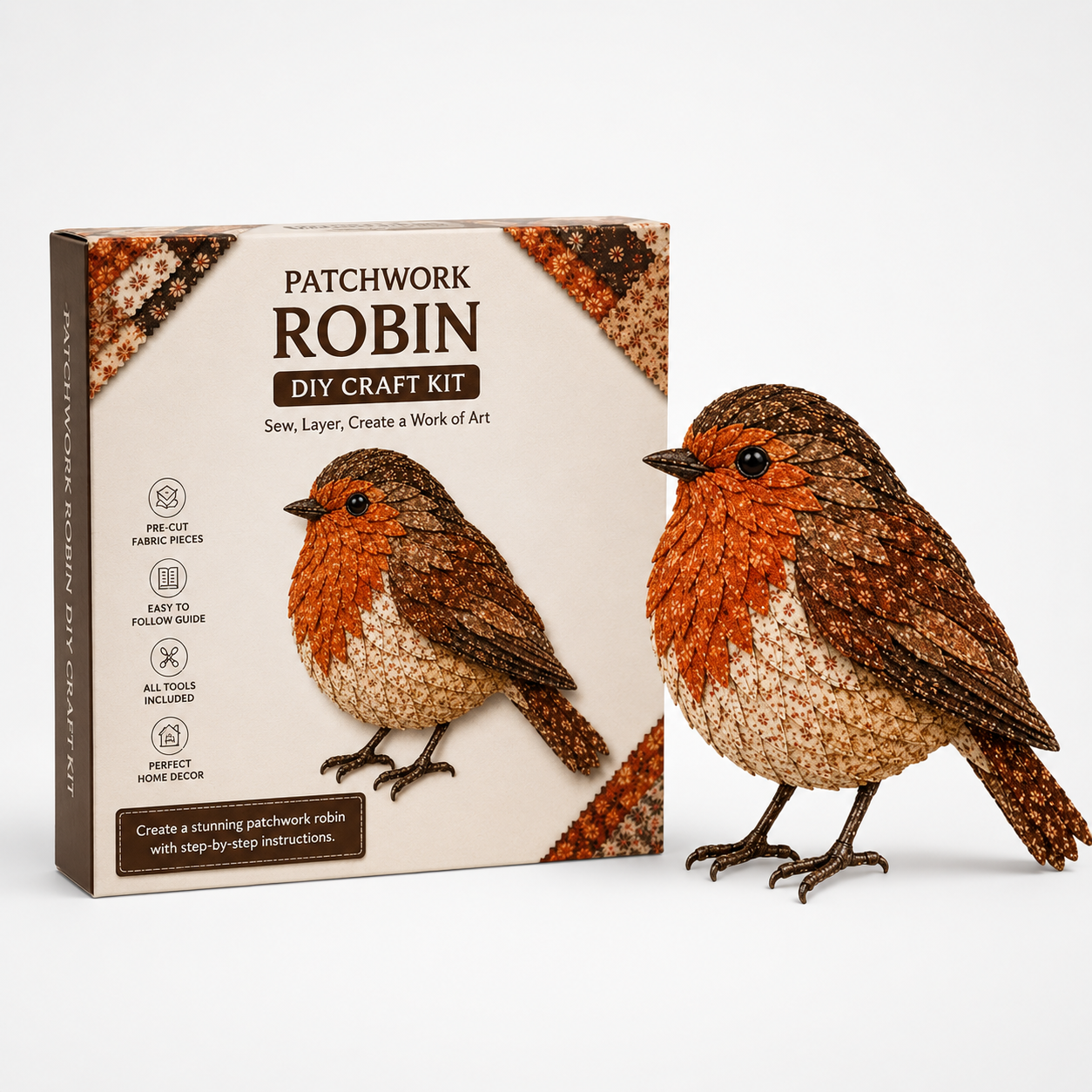 Bastelset Kolibri 3D Patchwork Stoffvogel mit Ständer – Bild 7