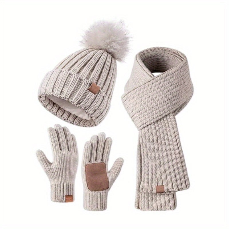 Strickset Mütze Schal Handschuhe kuschelig wärmend dehnbar – Bild 8