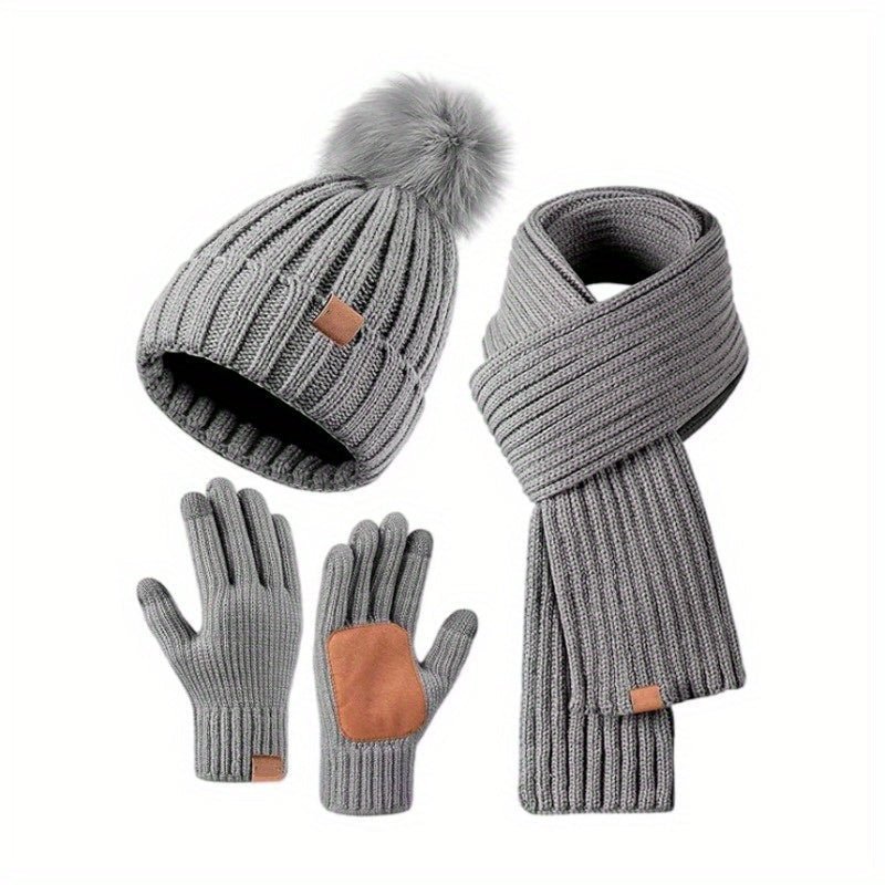 Strickset Mütze Schal Handschuhe kuschelig wärmend dehnbar – Bild 2