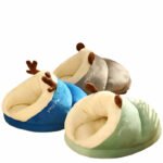 Hundebett faltbar aus Korallfleece in Pantoffelform waschbar