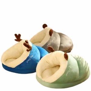 Hundebett faltbar aus Korallfleece in Pantoffelform waschbar