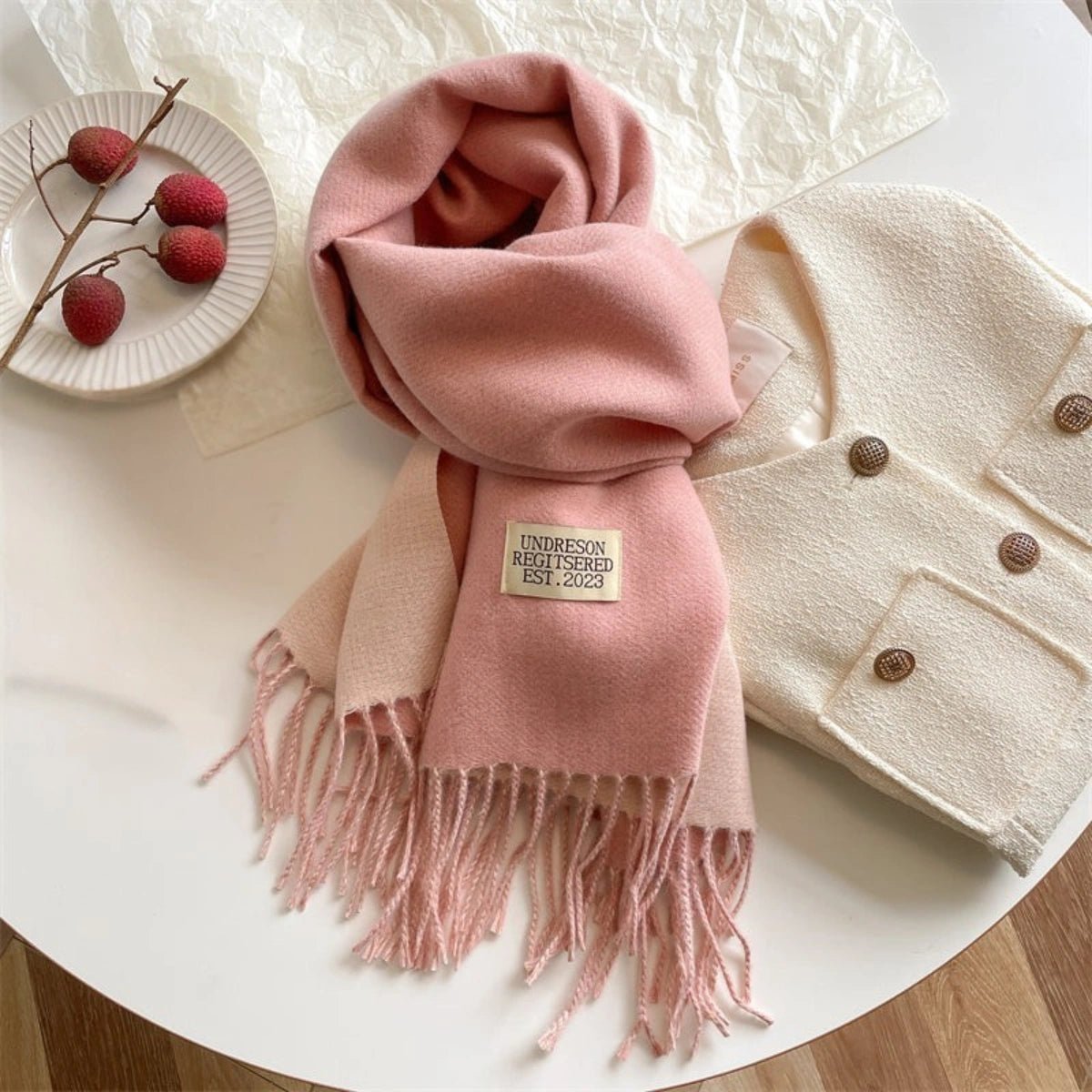 Damen Schal Viskose Pashmina-Stil doppelfarbig – Bild 2