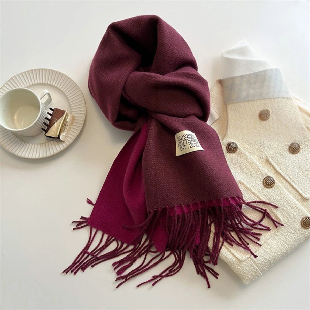 Damen Schal Viskose Pashmina-Stil doppelfarbig – Bild 6