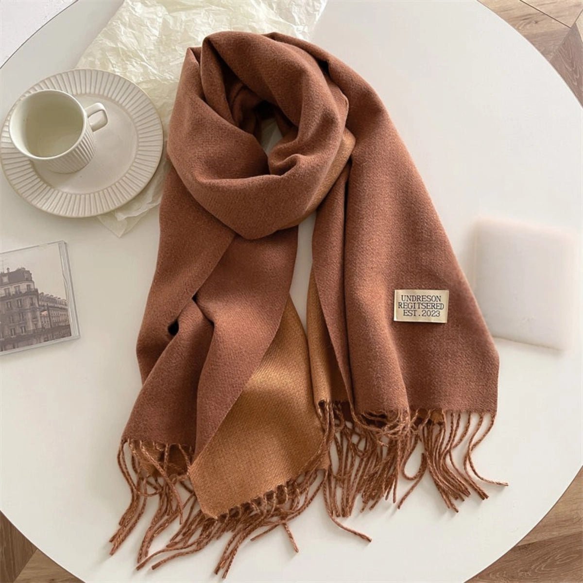 Damen Schal Viskose Pashmina-Stil doppelfarbig – Bild 8