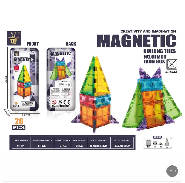 Magnetbausteine für Kinder 2D 3D MINT Spielzeug – Bild 2