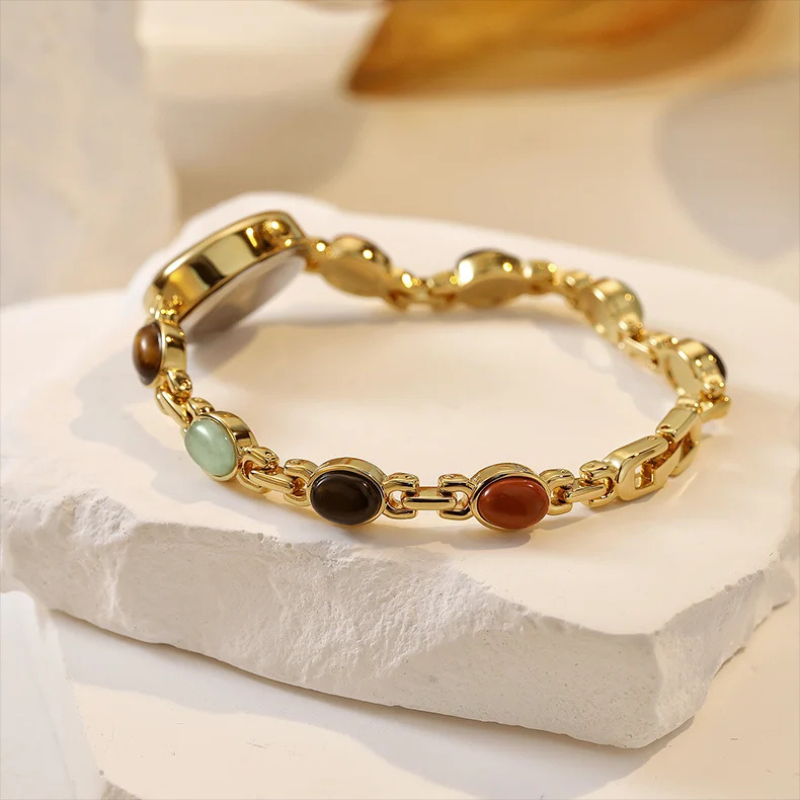 Damen Uhr mit Cabochons Mehrfarbiges Armband – Bild 5