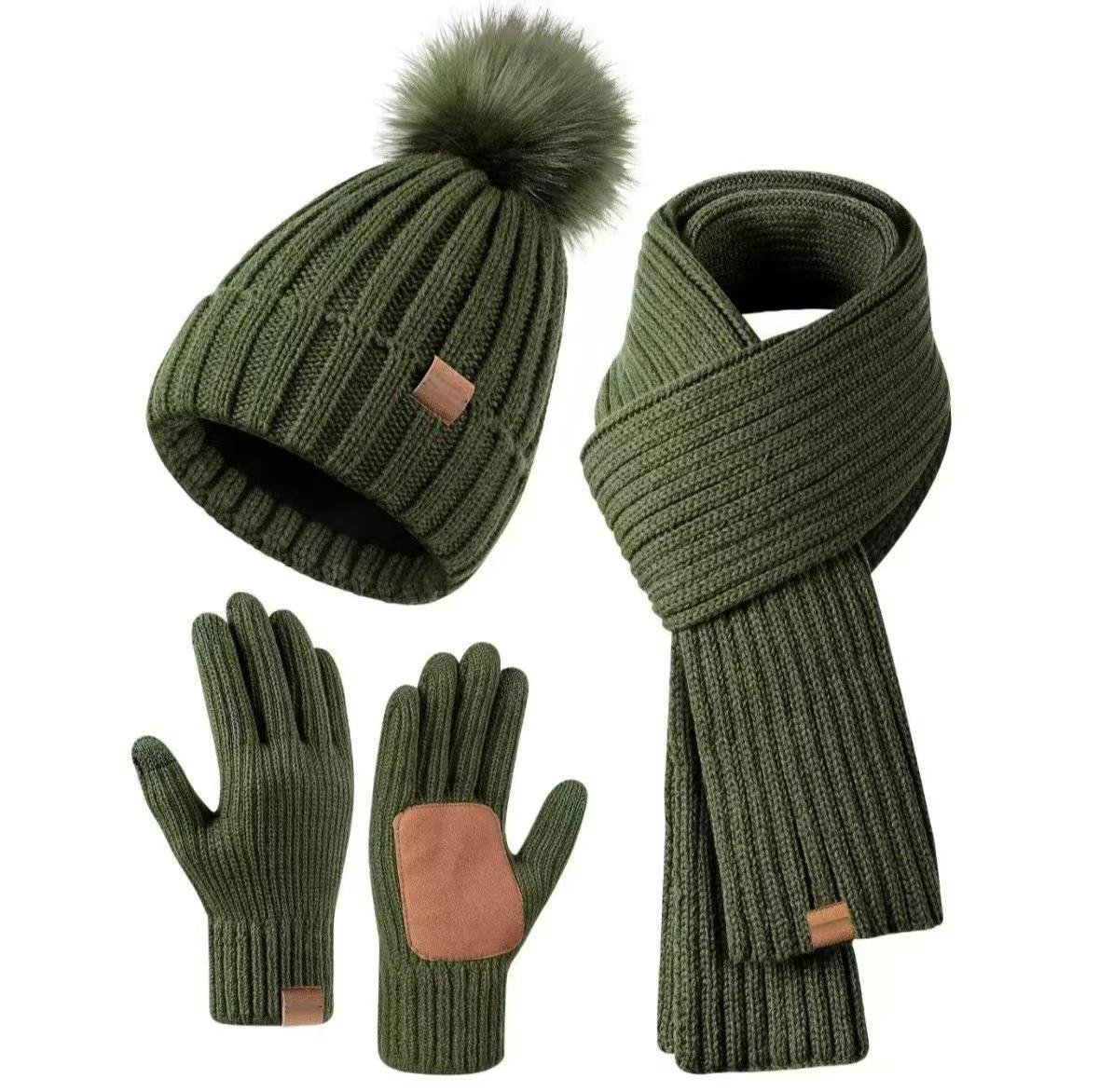 Strickset Mütze Schal Handschuhe kuschelig wärmend dehnbar – Bild 5
