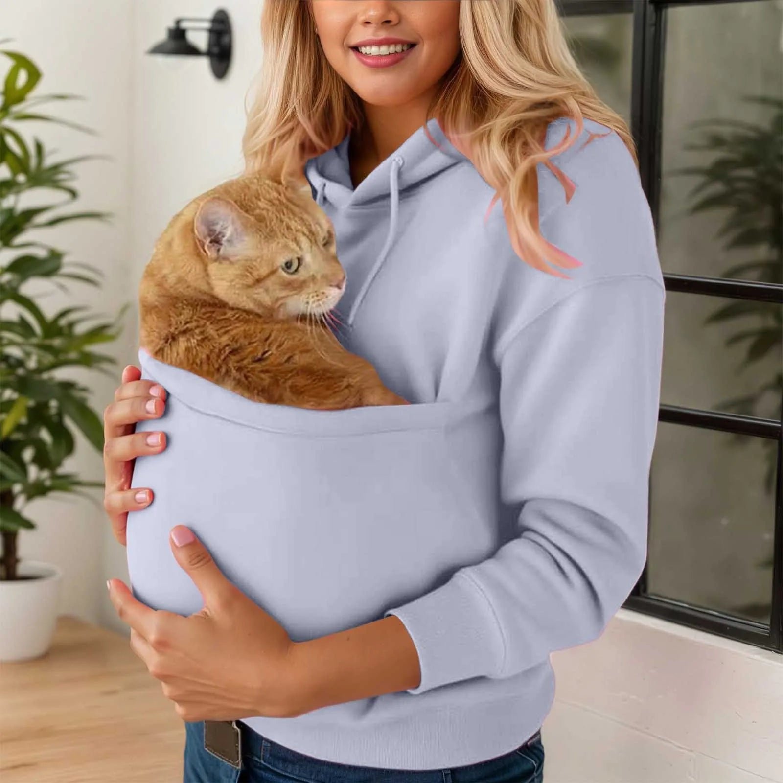 Katzen Hoodie Unisex mit geräumiger Haustiertasche Herbst Winter – Bild 21