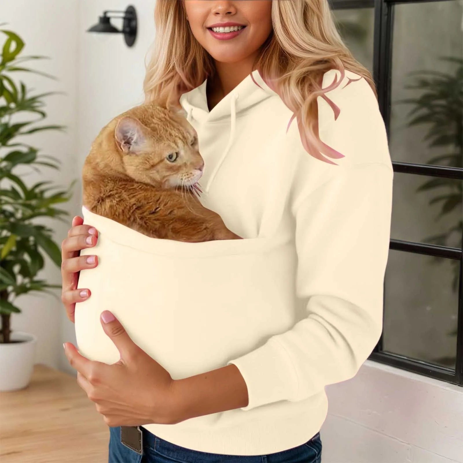 Katzen Hoodie Unisex mit geräumiger Haustiertasche Herbst Winter – Bild 17