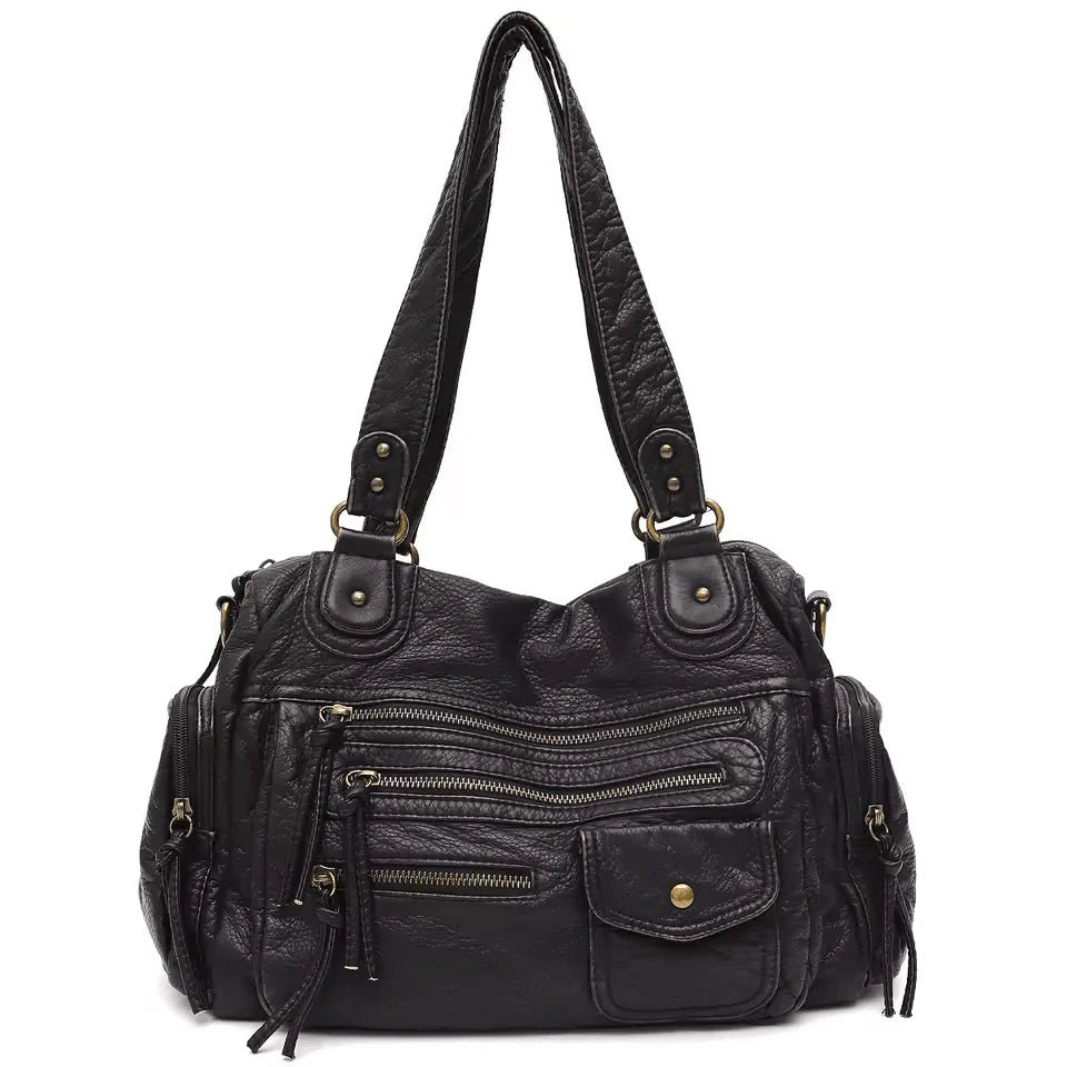 Handtasche Damen veganes Leder Reißverschlusstaschen – Bild 2
