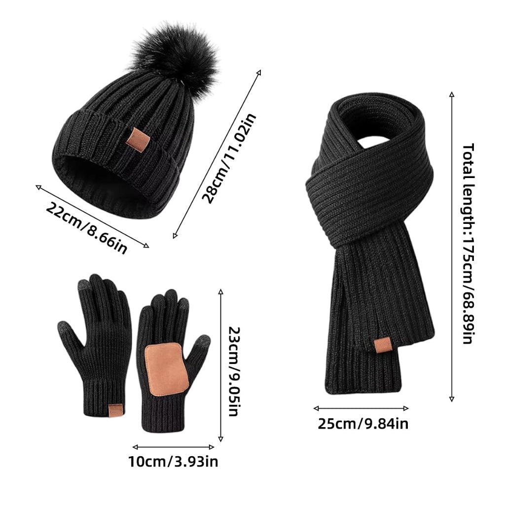 Strickset Mütze Schal Handschuhe kuschelig wärmend dehnbar – Bild 9
