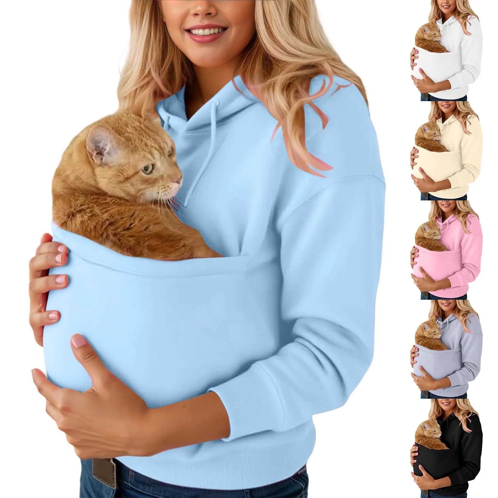 Katzen Hoodie Unisex mit geräumiger Haustiertasche Herbst Winter – Bild 10