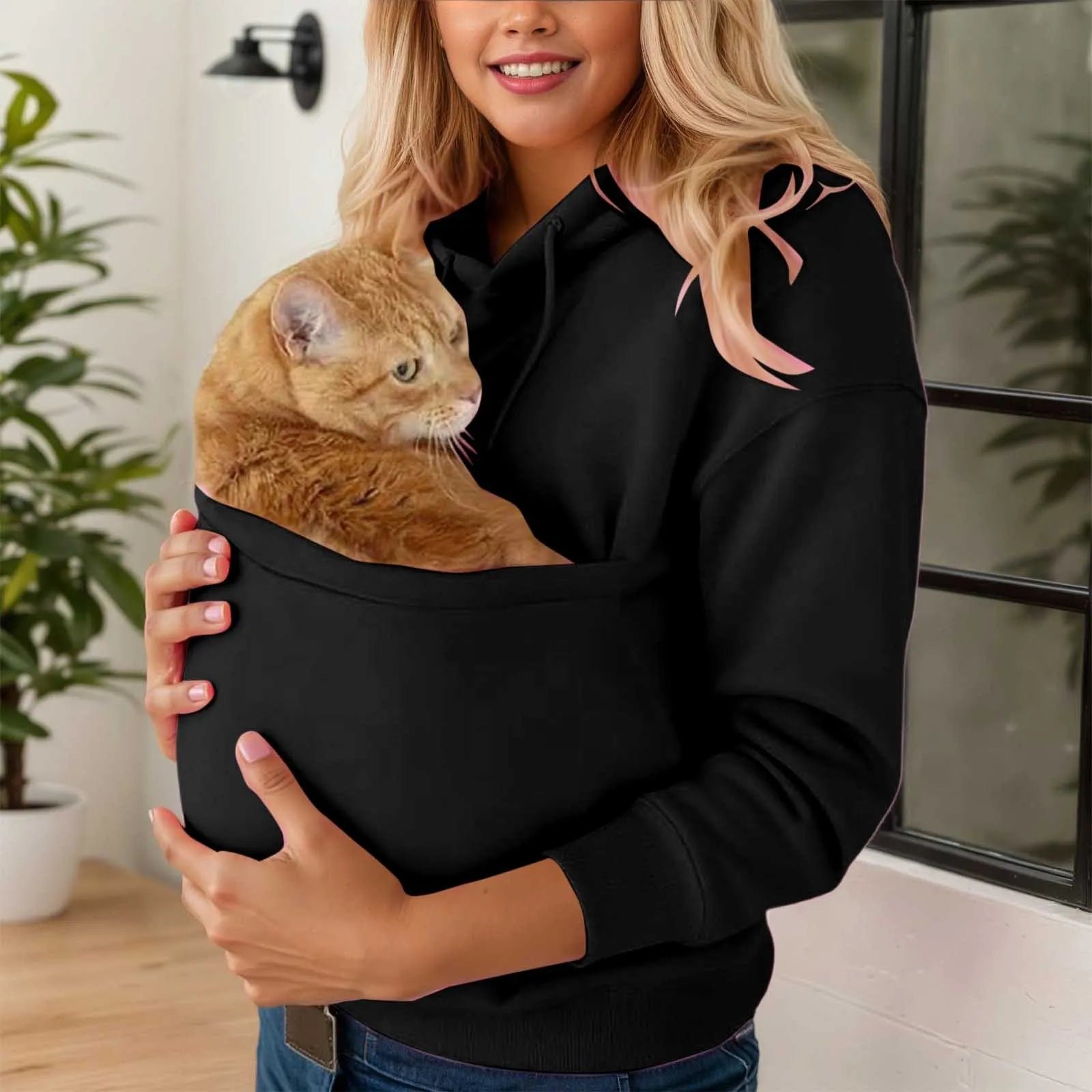 Katzen Hoodie Unisex mit geräumiger Haustiertasche Herbst Winter – Bild 18