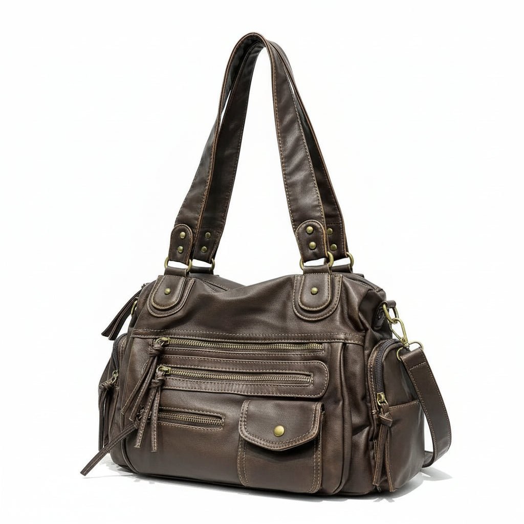 Handtasche Damen veganes Leder Reißverschlusstaschen