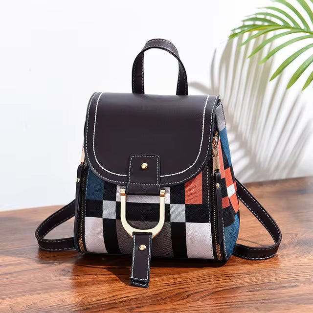 Damen Rucksack kompakt veganes Leder mehrfarbig – Bild 3