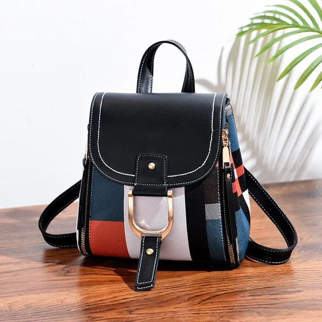Damen Rucksack kompakt veganes Leder mehrfarbig – Bild 5