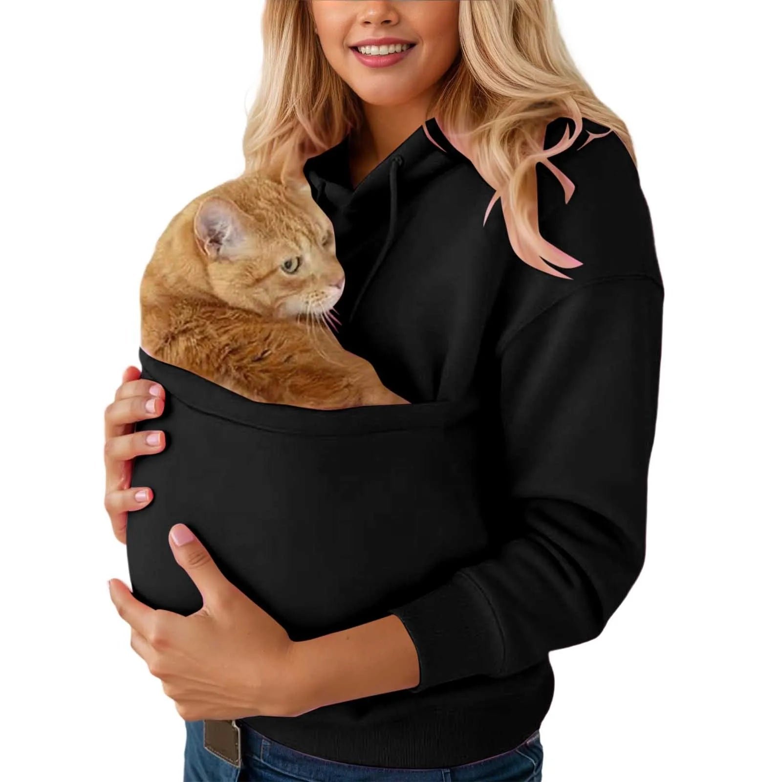 Katzen Hoodie Unisex mit geräumiger Haustiertasche Herbst Winter – Bild 11