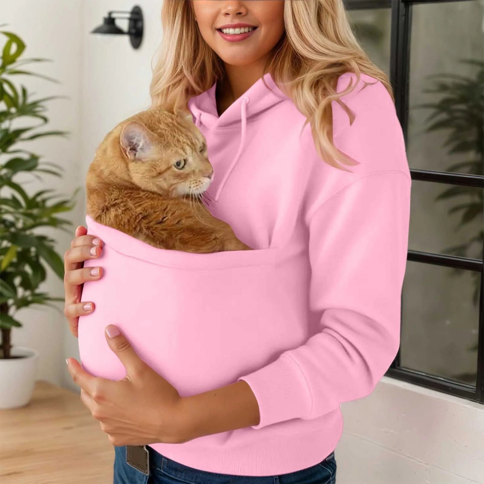 Katzen Hoodie Unisex mit geräumiger Haustiertasche Herbst Winter – Bild 19