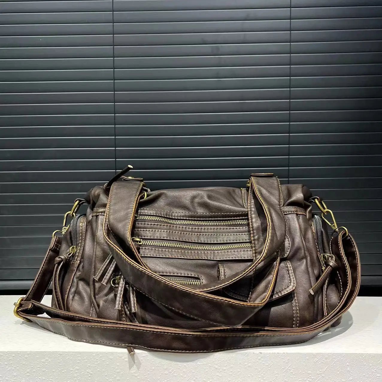 Handtasche Damen veganes Leder Reißverschlusstaschen – Bild 7