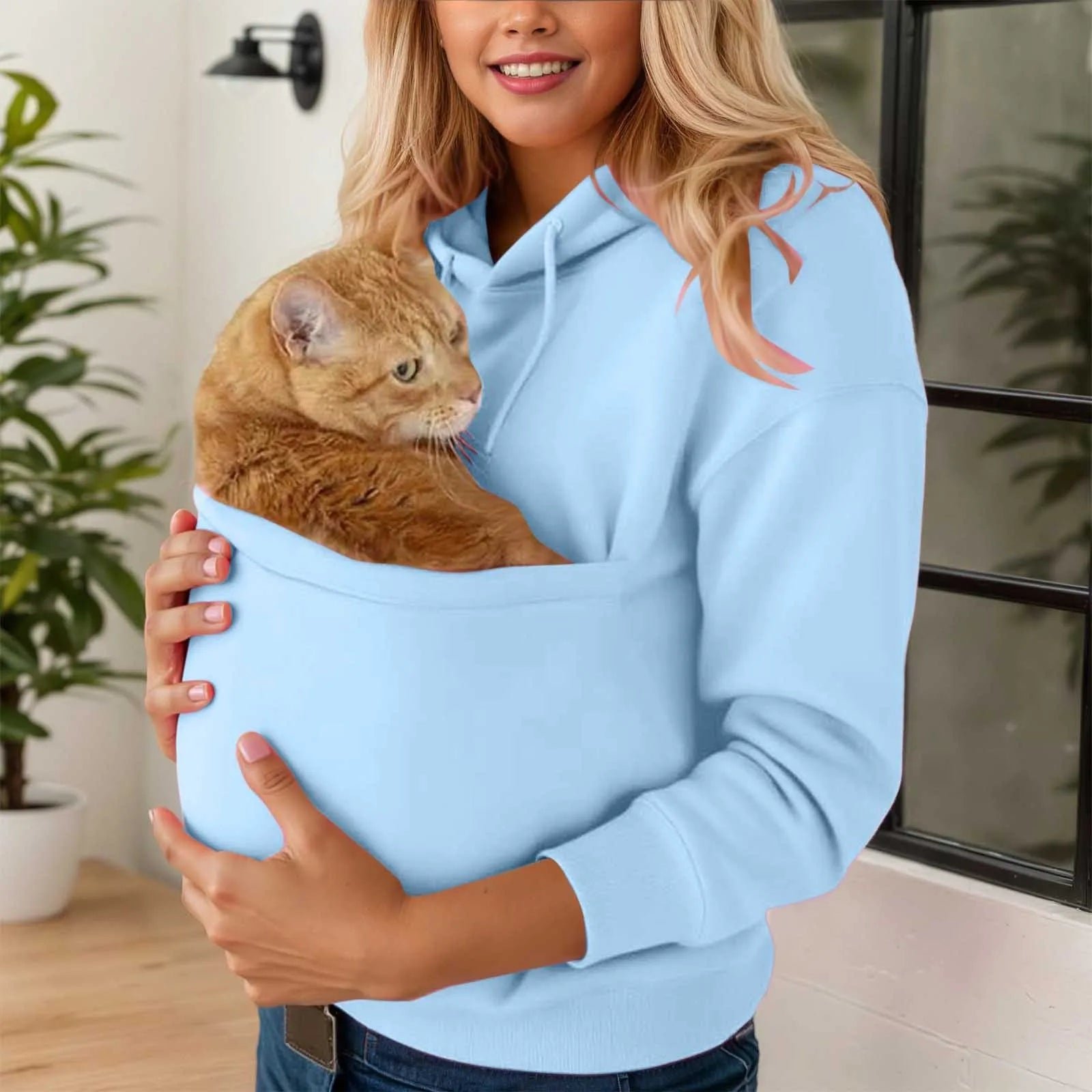 Katzen Hoodie Unisex mit geräumiger Haustiertasche Herbst Winter – Bild 16