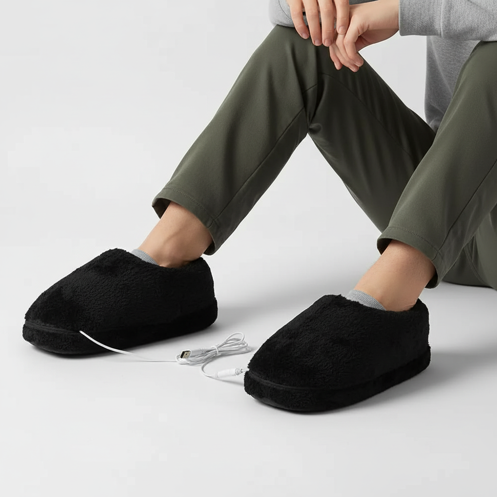 Hausschuhe USB beheizbar Plüsch Unisex für warme Füße – Bild 3