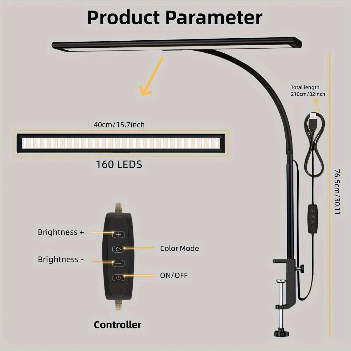 Schreibtischlampe LED Klemmleuchte USB dimmbar – Bild 6