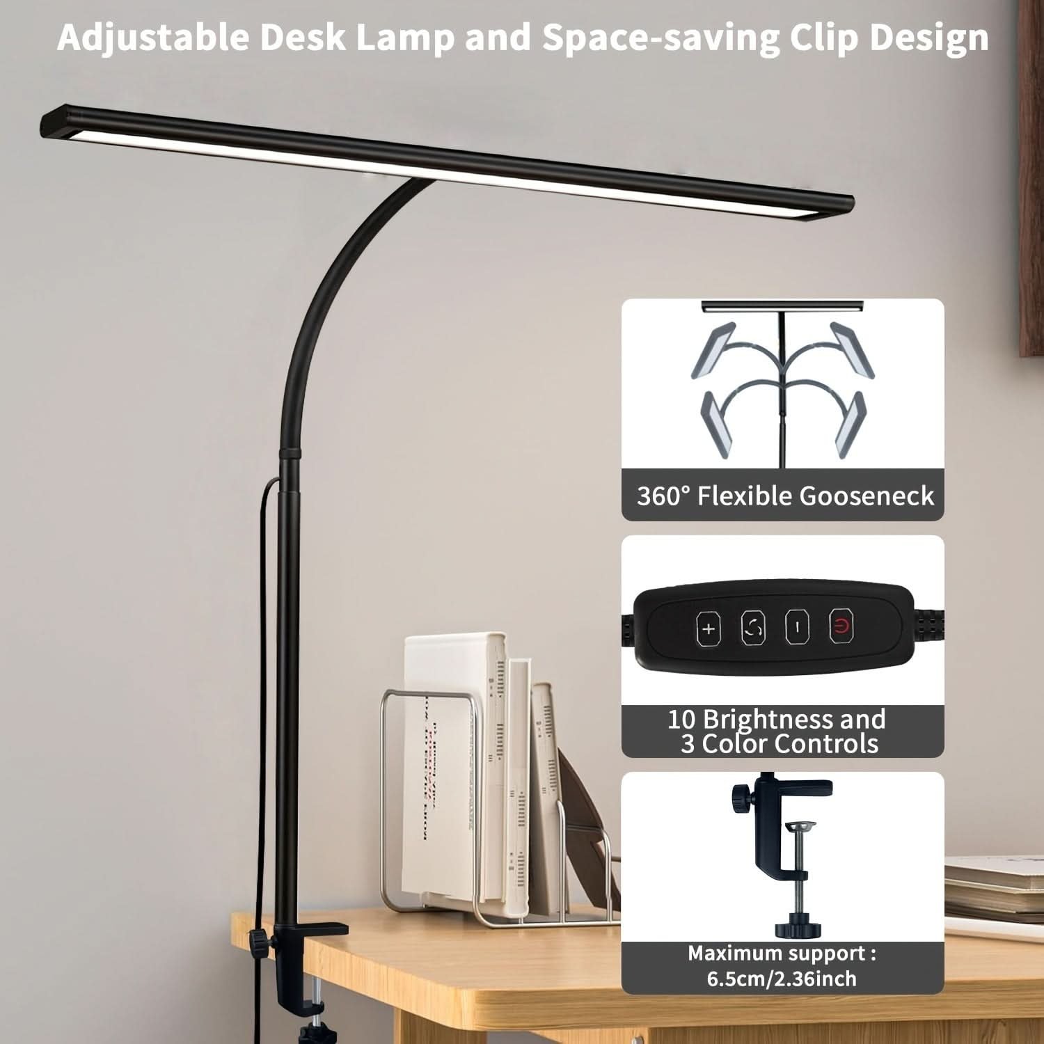 Schreibtischlampe LED Klemmleuchte USB dimmbar – Bild 7